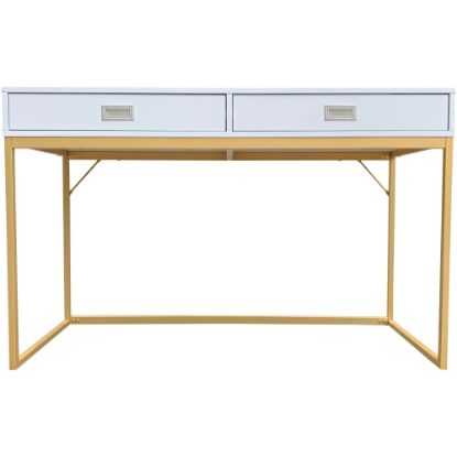 Picture of Ace Alma 20inW Student Desk, Grayish Blue/Gold