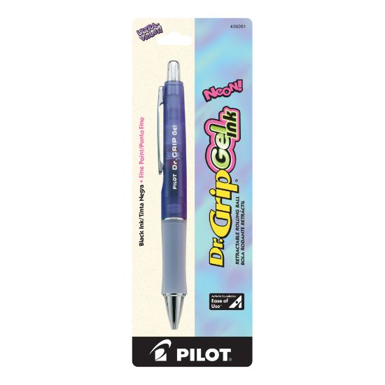 Picture of Pilot Dr. Grip Gel Rollerball Pen, Fine Point, 0.7 mm, Ultraviolet Barrel, Black Ink