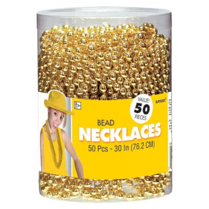 Picture of Amscan Bead Necklaces, 30in, Gold, Pack Of 50 Necklaces