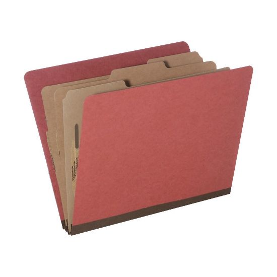 Picture of SKILCRAFT Pressboard Classification Folders, Letter Size, 8-Section, 30% Recycled, Earth Red, Pack of 10 (AbilityOne 7530-01-572-6208)