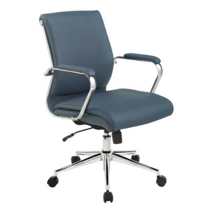 Picture of Office Star Dillon Ergonomic Fabric Mid-Back Manager's Chair, Blue/Chrome