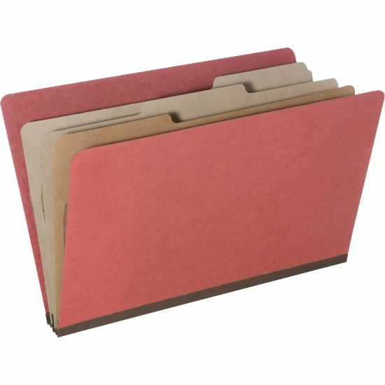 Picture of SKILCRAFT Pressboard Classification Folders, Legal Size, 8-Section, 30% Recycled, Earth Red, Pack of 10 (AbilityOne 7530-01-572-6205)