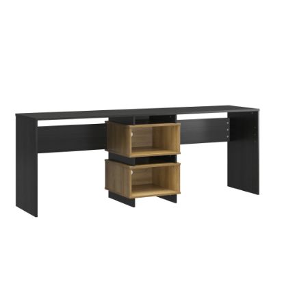 Picture of Ameriwood Home Novogratz Nelson 83inW 2-Way Computer Desk, Black Oak/Natural