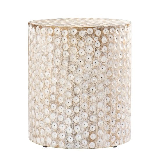 Picture of SEI Campti Round Accent Table, 18-1/4inH x 16inW x 16inD, White Washed