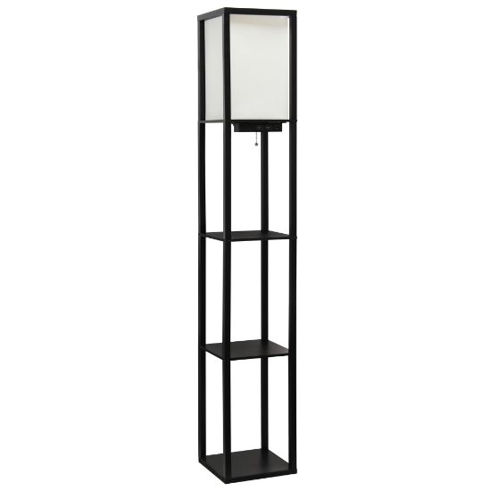 Picture of Simple Designs Etagere Organizer Floor Lamp, 62-1/2inH, White Shade/Black Base