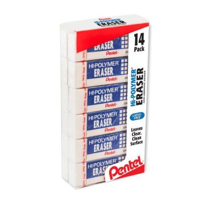 Picture of Pentel Hi-Polymer Block Eraser, White, Pack Of 14