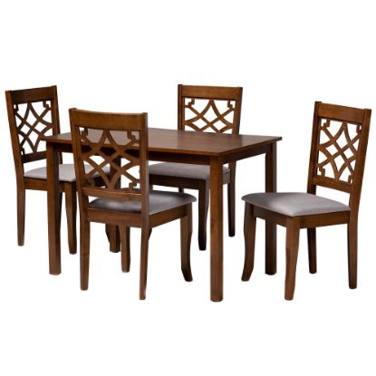 Picture of Baxton Studio Celina Dining Set, 29-5/16inH x 43-5/16inW x 27-9/16inD, Gray/Walnut