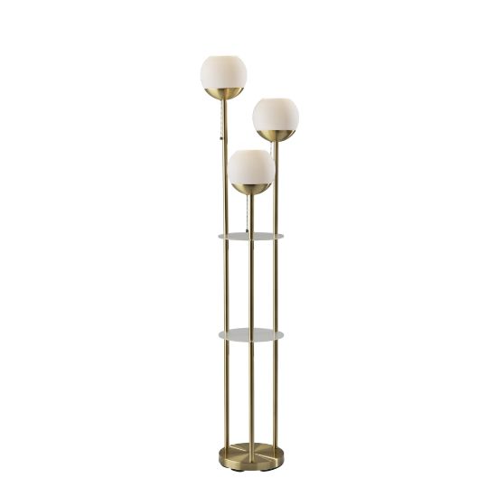 Picture of Adesso Bianca Shelf Floor Lamp, 63inH, Antique Brass/White Opal Glass