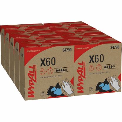 Picture of Wypall General Clean X60 Multi-Task Cleaning Cloths, 8-3/8in x 16-13/16in, 126 Cloths Per Box, Carton Of 10 Boxes