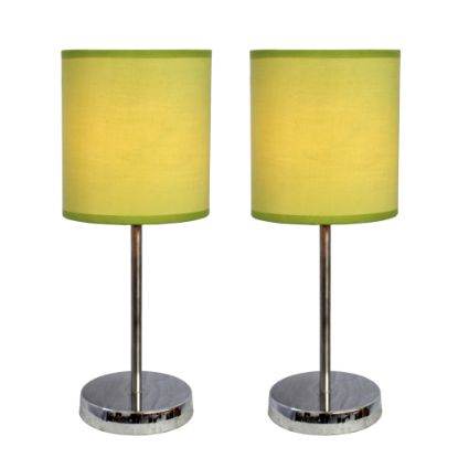 Picture of Simple Designs Mini Basic Table Lamp, 11inH, Green Shade/Chrome Base, Set of 2 Lamps