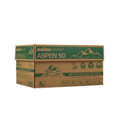 Picture of Boise ASPEN 50 Multi-Use Printer & Copy Paper, 10 Reams, White, Letter (8.5in x 11in), 5000 Sheets Per Case, 20 Lb, 92 Brightness, 50% Recycled, FSC Certified