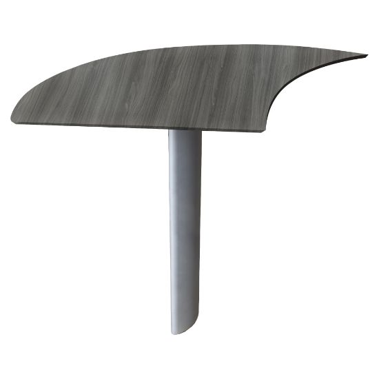 Picture of Mayline Medina - Curved Desk Extension - 1in Work Surface, 28in x 47in x 29.5in - Beveled Edge - Material: Steel, Polyvinyl Chloride (PVC) Edge - Finish: Gray, Laminate, Silver Base