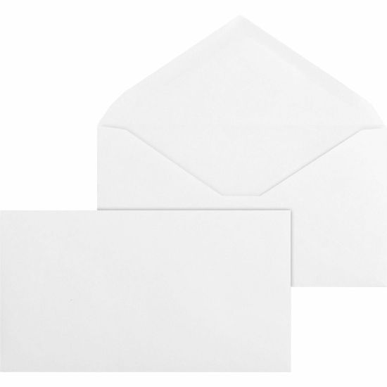 Picture of Business Source No. 6-3/4 White Wove V-Flap Business Envelopes - Business - #6 3/4 - 3 3/5in Width x 6 1/2in Length - 24 lb - Gummed - Wove - 500 / Box - White