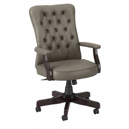 Picture of Bush Business Furniture Arden Lane Bonded Leather High-Back Tufted Office Chair With Arms, Washed Gray, Standard Delivery