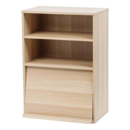 Picture of IRIS 33inH Open Wood-Shelf With Pocket Door, Light Brown