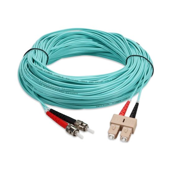 Picture of AddOn 15m SC to ST OM3 Aqua Patch Cable - Patch cable - SC/UPC multi-mode (M) to ST/UPC multi-mode (M) - 15 m - fiber optic - duplex - 50 / 125 micron - OM3 - halogen-free - aqua