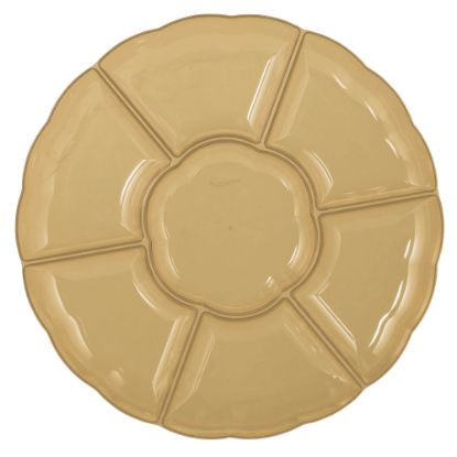 Picture of Amscan Scalloped Sectional Chip N Dip Trays, 16in, Gold, Pack Of 3 Trays