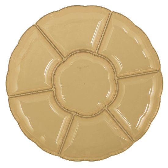 Picture of Amscan Scalloped Sectional Chip N Dip Trays, 16in, Gold, Pack Of 3 Trays