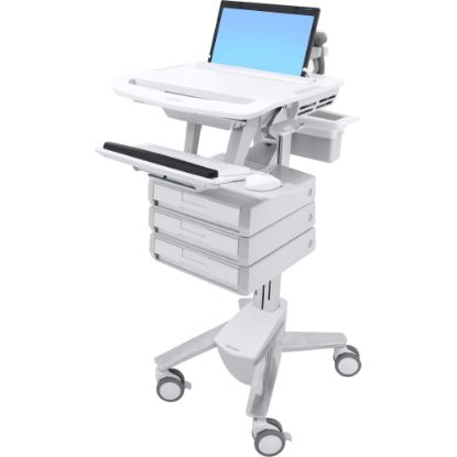 Picture of Ergotron StyleView Laptop Cart, 3 Drawers (1x3) - Up to 17.3in Screen Support - 20 lb Load Capacity - Freestanding - Aluminum, Plastic, Steel