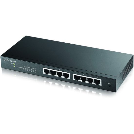 Picture of ZyXEL GS1900-8 Fanless 8 Port GbE L2 Web Managed Desktop Switch - 8 Ports - L2 Managed - 8 x RJ-45 - 10/100/1000Base-T - Desktop