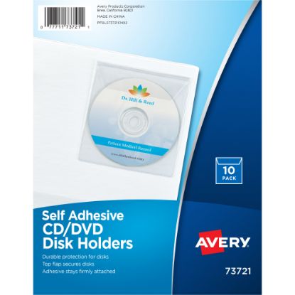 Picture of Avery Self-Adhesive CD/DVD Top Load With Flap Storage Pages, Clear, Pack of 10