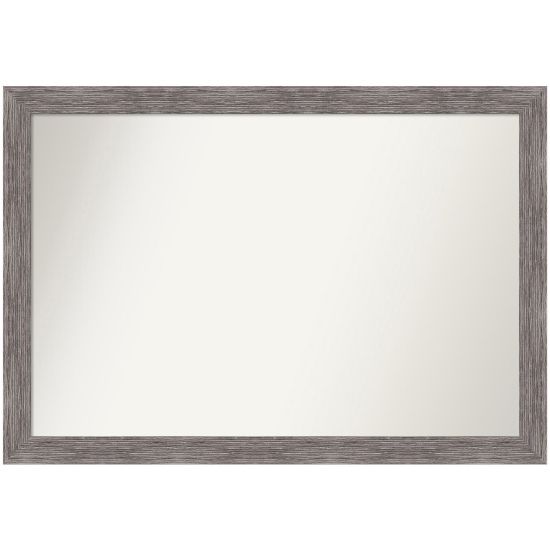 Picture of Amanti Art Narrow Non-Beveled Rectangle Framed Bathroom Wall Mirror, 27-1/2in x 39-1/2in, Pinstripe Plank Gray