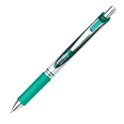 Picture of Pentel EnerGel RTX Retractable Liquid Gel Pen, Medium Point, 0.7 mm, 54% Recycled, Assorted Barrels, Green Ink