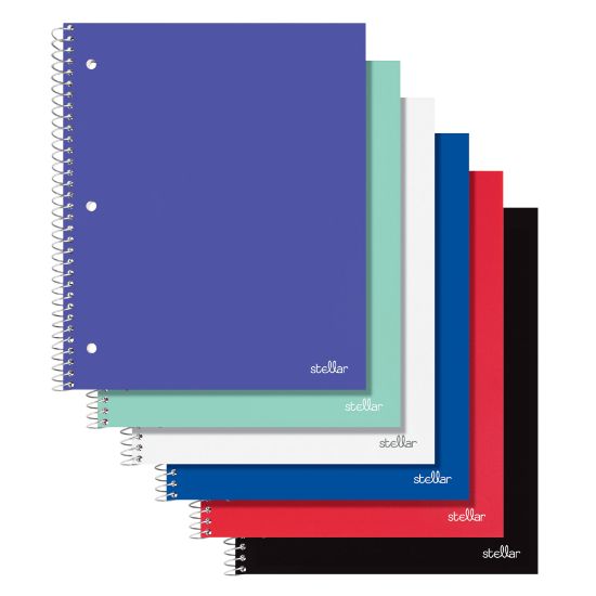 Picture of Office Depot Brand Stellar Poly Notebook, 8-1/2in x 11in,1 Subject, College Ruled, 80 Sheets, Assorted Colors, Pack Of 8 Notebooks