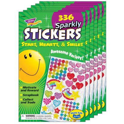 Picture of Trend Sticker Pads, Sparkly Stars, Hearts & Smiles, 336 Stickers Per Pad, Pack Of 6 Pads