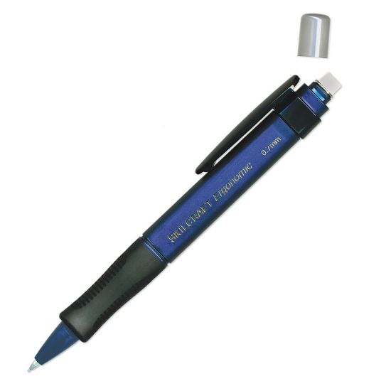 Picture of SKILCRAFT Ergonomic Mechanical Pencils, 0.7 mm, Royal Blue Barrel, Pack Of 6 (AbilityOne 7520-01-451-2270)