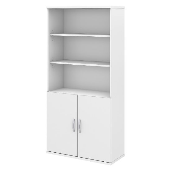 Picture of Bush Business Furniture Studio C 73inH 5-Shelf Bookcase With Doors, White, Standard Delivery