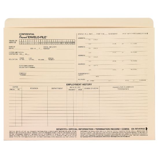 Picture of ComplyRight Employee Personnel File Folder, Pack Of 25