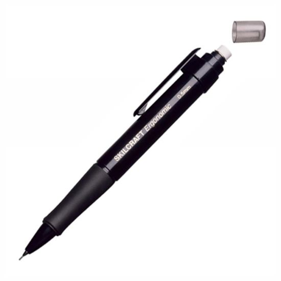 Picture of SKILCRAFT Ergonomic Mechanical Pencils, 0.5 mm, Black Barrel, Pack Of 6 (AbilityOne 7520-01-451-2271)