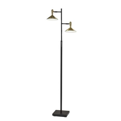 Picture of Adesso Lucas 2-Light LED Tree Floor Lamp, 65inH, Antique Brass Shade/Black Base