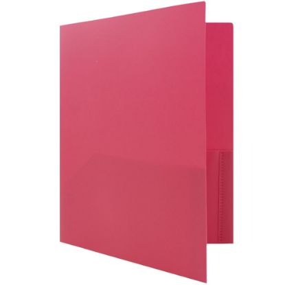 Picture of JAM Paper Plastic 2-Pocket POP Folder With Prongs, Letter Size, 9-1/2in x 11-1/2in, Pink