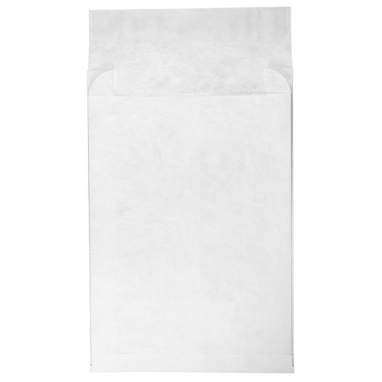 Picture of JAM Paper Tyvek Open-End 15inH x 12inW x 3inD Envelopes, Peel & Seal Closure, White, Pack Of 100 Envelopes