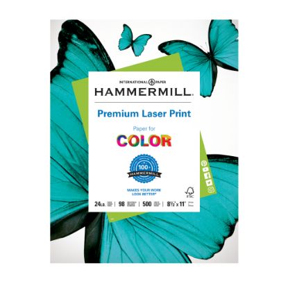 Picture of Hammermill Premium Laser Paper, White, Letter Size (8 1/2in x 11in), Ream Of 500 Sheets, , FSC Certified, 24 Lb, 98 Brightness