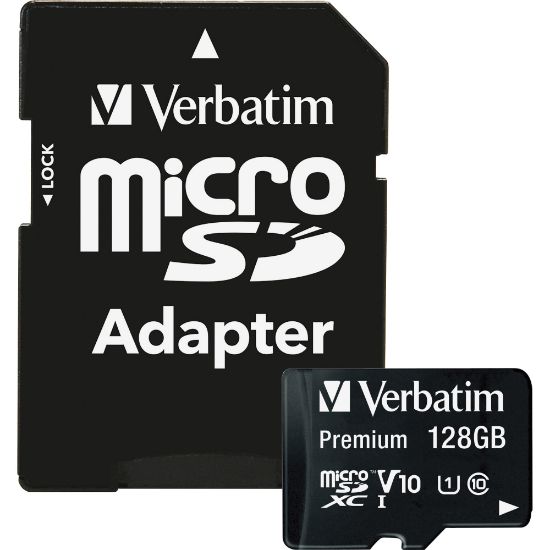 Picture of Verbatim Premium UHS-I Class 10 MicroSDXC Memory Card With Adapter, 128GB