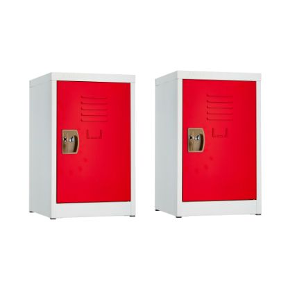 Picture of Alpine AdirOffice 1-Tier Steel Lockers, 24inH x 15inW x 15inD, Red, Pack Of 2 Lockers