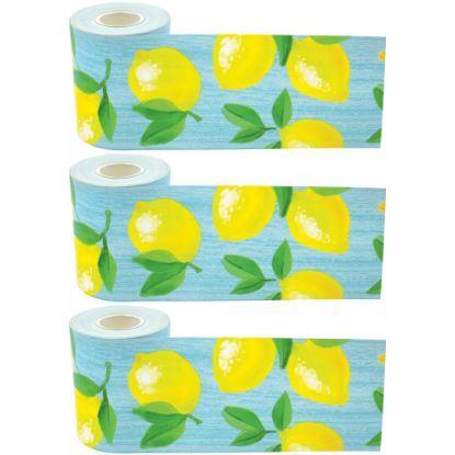 Picture of Teacher Created Resources Straight Rolled Border Trim, Lemon Zest, 50' Per Roll, Pack Of 3 Rolls