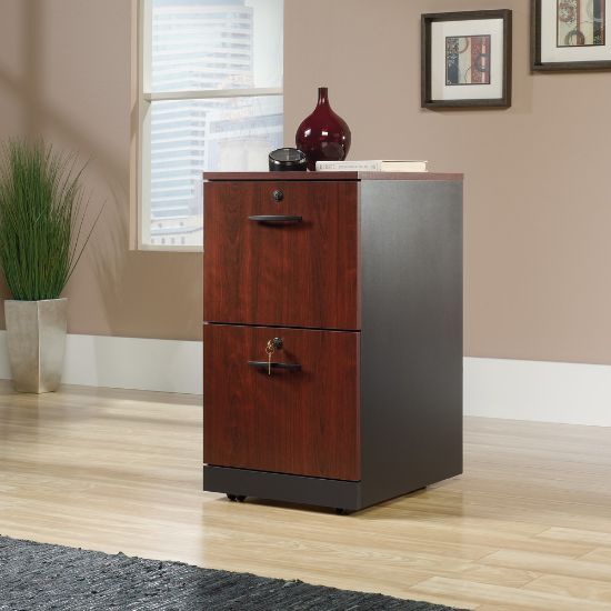 Picture of Sauder Via 19-1/2inD Vertical 2-Drawer Pedestal File Cabinet, Classic Cherry/Soft Black