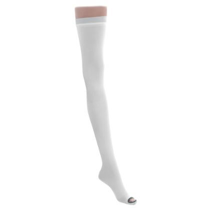 Picture of Medline EMS Nylon/Spandex Thigh-Length Anti-Embolism Stockings, Large Short, White, Pack Of 6 Pairs