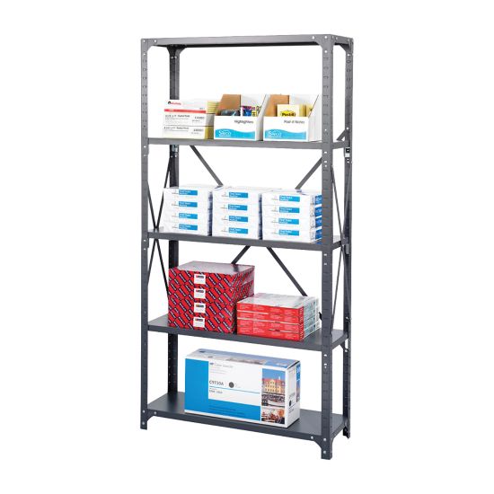 Picture of Safco Commercial Steel Shelf Pack, 75inH x 36inW x 24inD, 6 Shelves, Gray