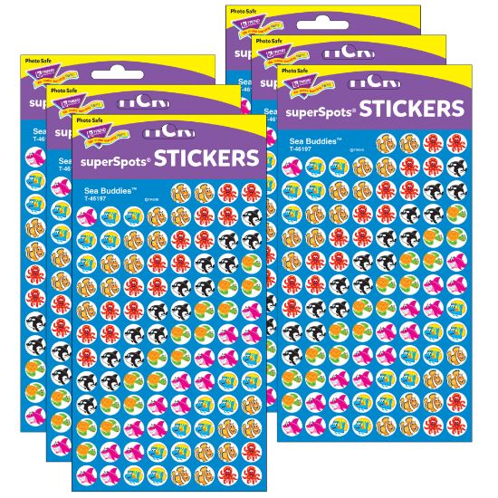 Picture of Trend SuperSpots Stickers, Sea Buddies, 800 Stickers Per Pack, Set Of 6 Packs