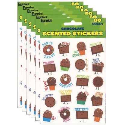 Picture of Eureka Scented Stickers, Chocolate, 80 Stickers Per Pack, Set Of 6 Packs