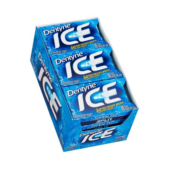 Picture of Dentyne Ice Peppermint Sugar-Free Gum, 16 Pieces Per Pack, Box Of 9 Packs