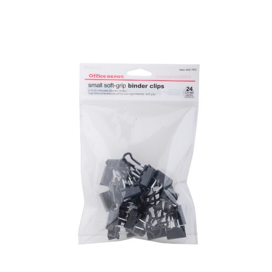 Picture of Office Depot Brand Binder Clips, Small, 3/4in Wide, 3/8in Capacity, Black, Pack Of 24