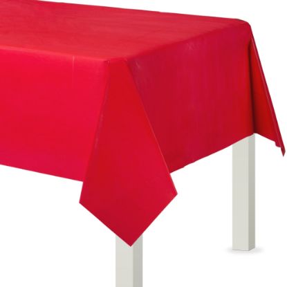 Picture of Amscan Flannel-Backed Vinyl Table Covers, 54in x 108in, Apple Red, Set Of 2 Covers