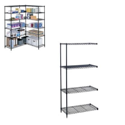 Picture of Safco Industrial Wire Shelving Add-On Unit, 36inW x 18inD, Black