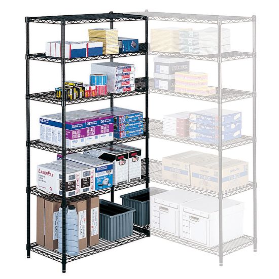 Picture of Safco Industrial Wire Shelving Starter Unit, 36inW x 18inD, Black